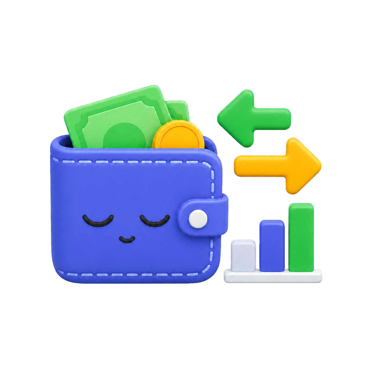 Lazy Wallet artwork showing money movement and a simple chart